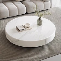 Table basse ovale de style crème moderne haut de gamme du groupe Yushi, petite configuration, marbre poli pour utilisation hôtelière