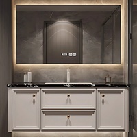 Ensemble de vanité de salle de bain modulaire haut de gamme mural personnalisable avec base en MDF écologique et tiroirs matériaux écologiques