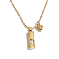 Collier pendentif rectangulaire en acier inoxydable plaqué or 18 carats JINYOU 2209, chaîne avec zircon cubique en forme de cœur, bijoux romantiques pour femmes