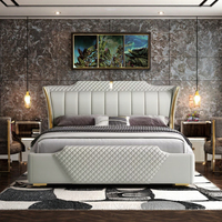 2025 Modernes Luxuriöses Hochwertiges Verstellbares Smart-Bett in Kingsize mit Holzrahmen, Lederbezug und Stauraum