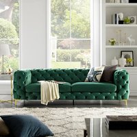 Sofá Chesterfield Moderno de Acero Inoxidable, Sofá Seccional Tapizado en Terciopelo, Sofás para Sala de Estar, Hogar y Hotel