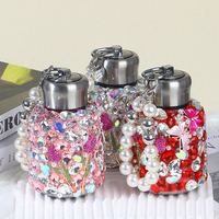 300ml Luxe Strass Acier Inoxydable Tasse Isolée Portable Perle Chaîne Bouteille D'eau Mini Gros Ventre Thermos Flacons Sous Vide