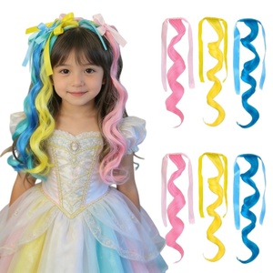Extensiones de Cabello de Colores Arcoíris para Niñas, Accesorios de Cabello Divertidos para Niñas, Extensiones de Cola de Caballo Rizadas para Niñas - Product Image 1