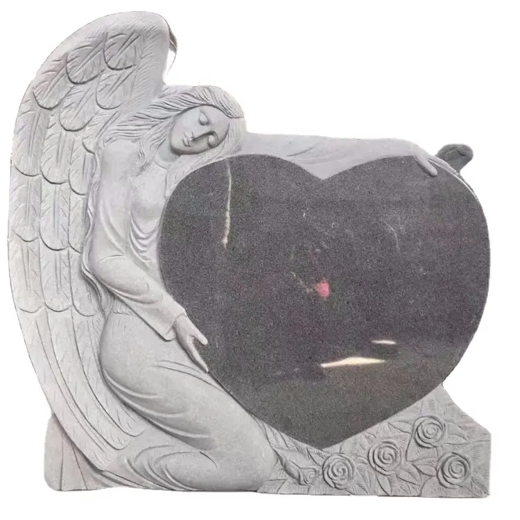 stoneandstyle Vaso a forma die cuore, per piante e fiori, decorazione cimitero tombe, pietra massiccia