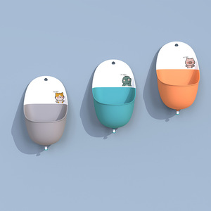 Urinoir mural pour garçons Baby Guard Town, motif dessin animé, pour l'apprentissage de la propreté, en PP, couleurs bleu, orange, gris - Product Image 3