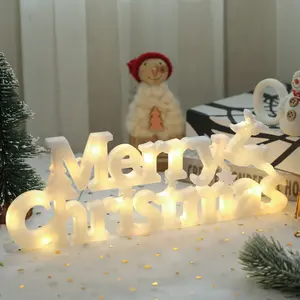 LED Merry Christmas 3D dekorasyon işıkları mektup kapı kolu asılı işıklar noel ev partisi dekorasyon için