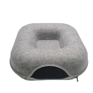 All seasons usage square shaped cat cave hard felt cat square tunnel bed for pet cat