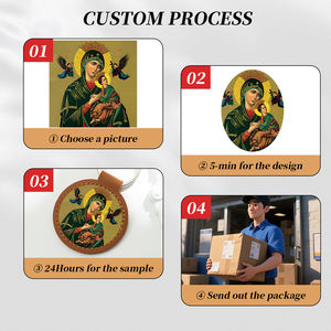 GIVELUCK Llavero de cuero Imagen de joyería religiosa "Nuestra Señora del Perpetuo Socorro" Patrón personalizado para personalizar al por mayor - Product Image 4