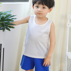 Débardeurs solides en coton doux pour garçons et filles T-shirts Débardeurs d'été sans manches pour enfants - Product Image 2