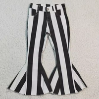 Pantalon en jean pour bébé fille style occidental, à rayures colorées et coupe cloche, vente en gros