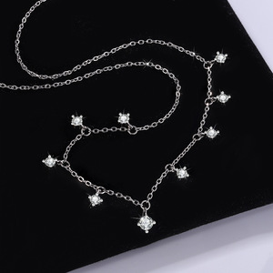 S925 Sterling Silver Bạc Moissanite Vòng Cổ Retro Cao Cấp Cảm Giác Sáng Sao Xương đòn Chuỗi Cho Bạn Gái Món Quà Sinh Nhật - Product Image 2
