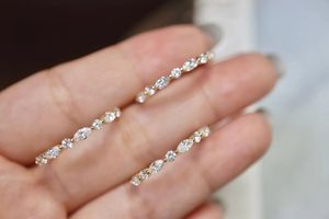 Xinfly 18K <b>Gold</b> 0.52ct Lab Diamond Marquise & Round Diamond Half Eternity Engagement <b>Ring</b> - Product Image 5