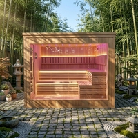 Cabine de sauna en bois massif pré-perforée avec panneau de commande électrique pour ordinateur et kit de poêle à sauna complet pour usage extérieur domestique
