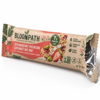 Sachet d'emballage personnalisé en papier kraft à fermeture arrière pour barres protéinées végétaliennes (fraise, pistache, noix de coco, flocons d'avoine)