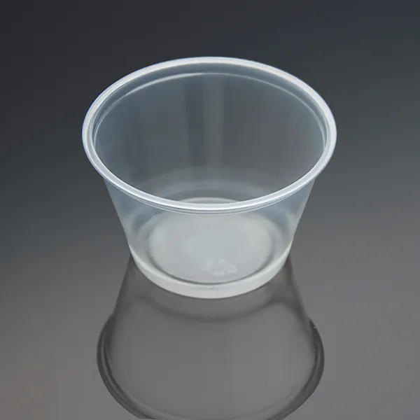 4 ऑउंस मध्यम आकार का पारदर्शी खाद्य ग्रेड प्लास्टिक मसाले सॉस कप भाग कंटेनर सलाद बाउल