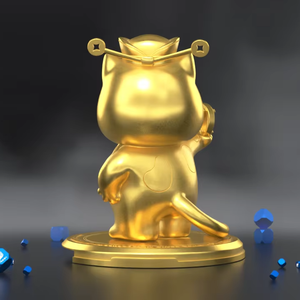 <span class=keywords><strong>Statuette</strong></span> personnalisée Chat porte-bonheur, trophée en métal moulé sur mesure, thème animal - Product Image 3