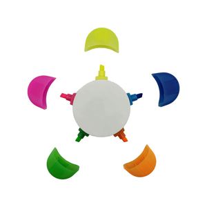 Custom Logo Printed 5 in 1 <b>Multi</b> Colors Highlighter 5 <b>Color</b> Flower Shape Daisy Highlighter <b>Pen</b> - Product Image 1
