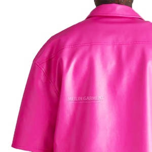 Camisa de Cuero Casual para Hombre, Talla Grande, Color Rosa, con Botones, de Alta Calidad, con Logotipo Personalizado al por Mayor OEM - Product Image 5