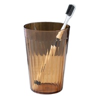 Lot de 3 tasses à eau en plastique PET à rayures verticales, prix de gros, pour petit-déjeuner, lait, café, couple, brosse à dents, bain de bouche