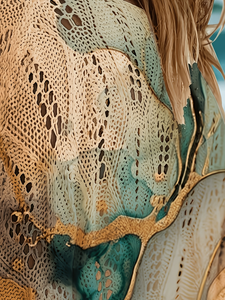 Suéter de punto con estampado abstracto para <span class=keywords><strong>mujer</strong></span> 2026, suéter de malla pointelle extragrande con arte fluido, 100% poliéster, jersey con diseño topográfico narrativo - Product Image 5