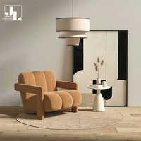 Fauteuil de loisirs pour chambre d'hôtel de luxe mobilier moderne simple cadre en bois velours orange chaise à une place