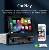 Autoradio BQCC Carplay 1DIN 7 pouces avec écran tactile rétractable IPS, USB/Type-C/BT/SWC, autoradio multimédia, livraison rapide et garantie
