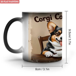 Corgi Coffee Co. 11oz Frosted Black <b>Ceramic</b> Color Changing Mug Heat Sensitive Magic <b>Cup</b> - Product Image 1