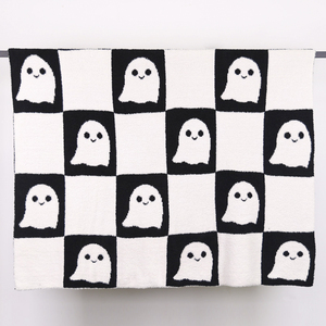 Wholesale OEM ODM Oeko-Tex <strong>Halloween</strong> Ghost <strong>Throw</strong> <strong>Blanket</strong>, Cute Funny Black White Plush Spooky <strong>Blanket</strong> for Holiday Decor &amp; Gifts - Product Image 5