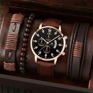 Lot de 5 montres numériques en alliage pour femme, résistance à l'eau 3 ATM, design quartz trois aiguilles élégant + bracelet tressé perlé avec cadran XSVO - Product Image 1