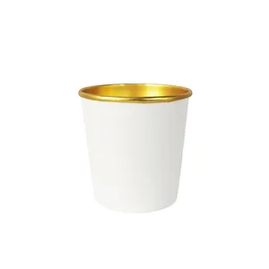 Factory Supplier Gold Foil White Paper Bowl Restaurant Containers Soup Cup Rice Noodle Takeaway Box