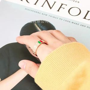 Bagues de Marque de Luxe pour Femme en Acier Inoxydable Plaqué Or 18k Rouge et Vert, Bijoux Tendance pour Homme - Product Image 6