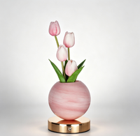 Lampe de chevet en verre en forme de tulipe, lampe de table décorative, lumière d'ambiance pour chambre à coucher