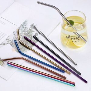 Wholesale <b>Drinking</b> <b>Straws</b> Set Reusable Metal Logo Bent Straight 304 Stainless Steel <b>Straw</b> Brush Bar Accessories - Product Image 6