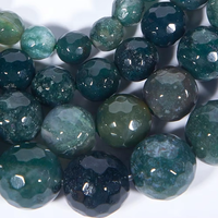Perles d'agate mousse naturelle taillées et facettées, bien polies, pour la fabrication de bijoux, perles d'agate mousse en vrac
