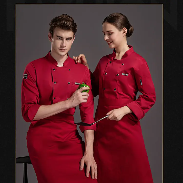 High Quality Red Chef Uniforms Food Services Cooking Hotel