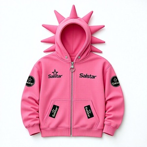 Premium Black Spiked Pink Hoodie <b>Jacket</b> <b>Gothic</b> Punk Zip Up Hoodie Custom 3D Spike Hood Sweatshirt for Men & Women - Product Image 3