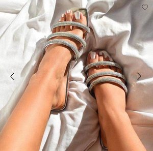 Sandalias Planas de PVC y EVA Suaves con Cristales Brillantes a la Moda, Sandalias de Lujo con Punta Abierta para Mujer - Product Image 2