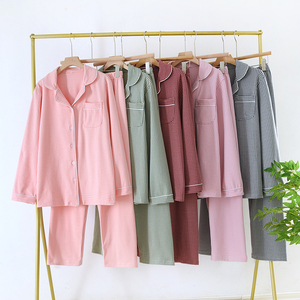 Pigiama per Coppie in Vendita, Completo a Maniche Lunghe, Nuovo Stile Semplice a Quadri, Abbigliamento Casual <span class=keywords><strong>da</strong></span> <span class=keywords><strong>Casa</strong></span> per <span class=keywords><strong>Uomo</strong></span> e Donna, Set di Due Pezzi - Product Image 2