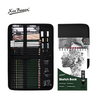 Kit de Crayons à Dessiner Professionnels Xin Bowen 43 Pièces, Crayons à Dessiner, Crayons à Charbon, Taille-Crayon, Bloc de Dessin avec Sac Noir