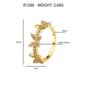 Fashion Trendy 18K <b>Gold</b> Plated Waterproof <b>Cubic</b> <b>Zirconia</b> Butterfly <b>Ring</b> - Product Image 6