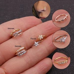 Anneaux de nez en acier inoxydable 316L en forme d'étoile avec CZ transparent, bijoux de piercing personnalisés - Product Image 3