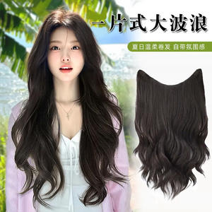 วิกผมยาวหยิกสำหรับผู้หญิง Ex143 ความหนาแน่น 200% เส้นใยคาเนคาลอน วิกผมต่อเพิ่มวอลลุ่มแบบชิ้นเดียว เหมาะกับทุกรูปหน้า - Product Image 2