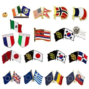 Hiçbir Minimum özel Metal emaye Pin özel epoksi ulusal bayrak yaka iğnesi rozetleri emaye ülke bayrağı Pin