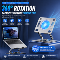 Nouveau support de refroidissement pour ordinateur portable ergonomique rotatif à 360 degrés, pliable, avec hauteur réglable et ventilateur puissant pour ordinateur portable et tablette
