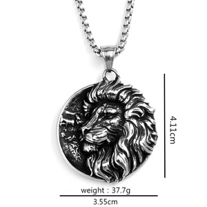 Yunnique-collar con colgante de león de acero inoxidable para hombre, diseño de animales vintage, regalo de ocio, joyería de moda - Product Image 5
