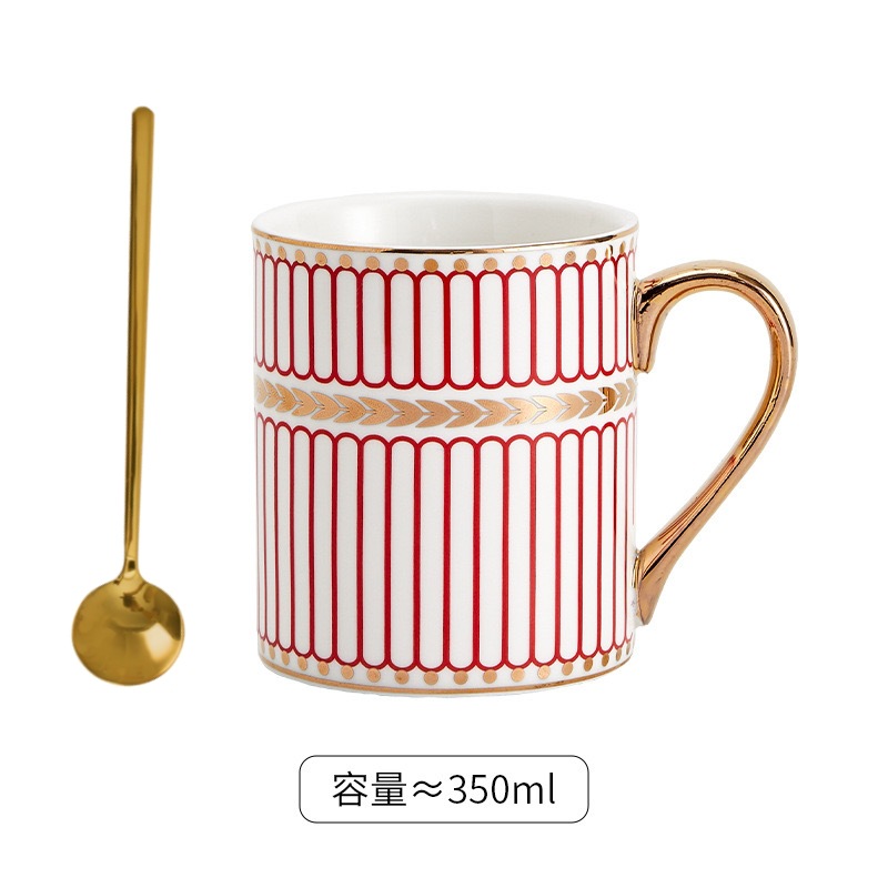 red vertical stripe single cup + spoon, standard packaging