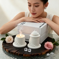 Bougie d'aromathérapie en cire de soja faite à la main, design château, bougie décorative dans un coffret cadeau, longue durée 20H pour chambre à coucher, salon