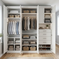 Système d'organisation de dressing sur mesure autoportant pour chambre d'appartement avec solution de rangement élégante, moderne et luxueuse
