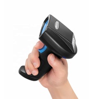 Lector de código de barras QR portátil 1D 2D altamente rentable Escáner de código de barras de diente azul inalámbrico de 2,4 GHz con pantalla