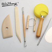 Kit de 8 outils de poterie en céramique avec éponge pour sculpture en argile douce Ensemble d'outils d'art